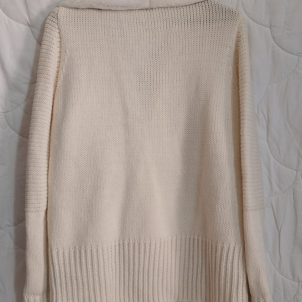 Fever Women's XL Cascade Collar Beige/Tan Knit Faux Suede & Sherpa Knit Jacket - Picture 13 of 13